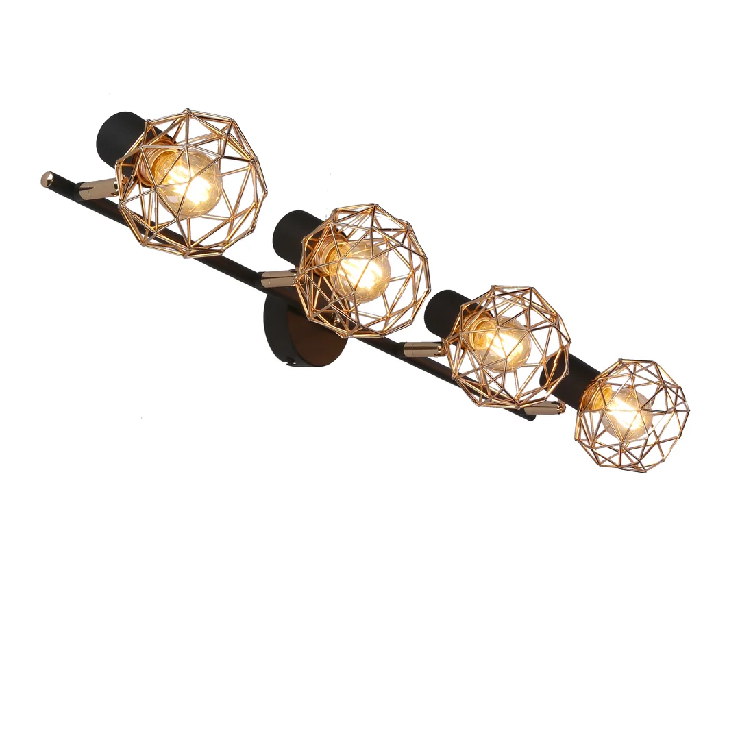 LAMPA ACROBAT LISTWA 4X40W E14 CZARNY KLOSZ ZŁOTY — zdjęcie 5