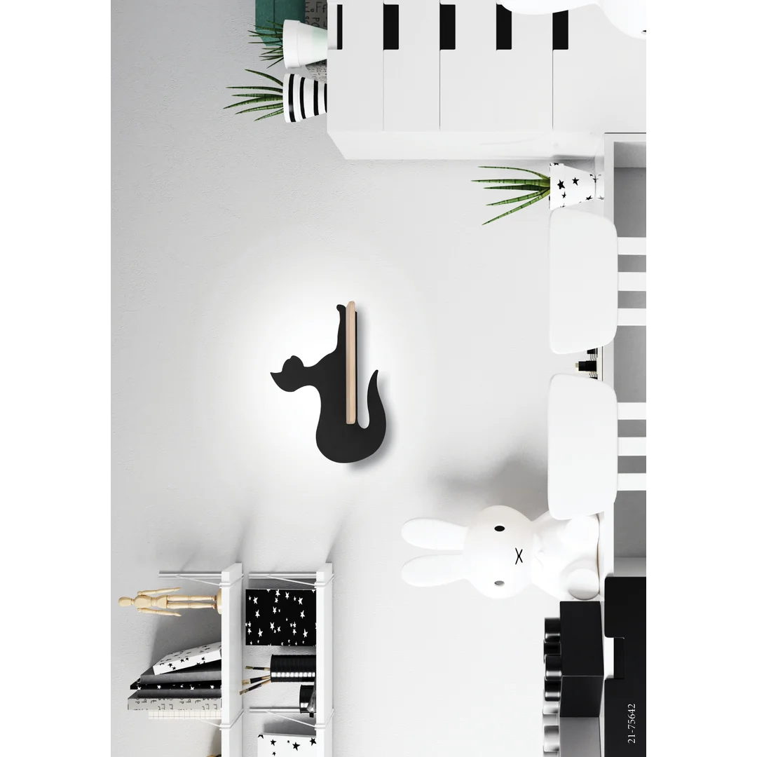 LAMPA CAT KINKIET ŚCIENNY 5W LED IQ KIDS SIEDZĄCY CZARNY — zdjęcie 4
