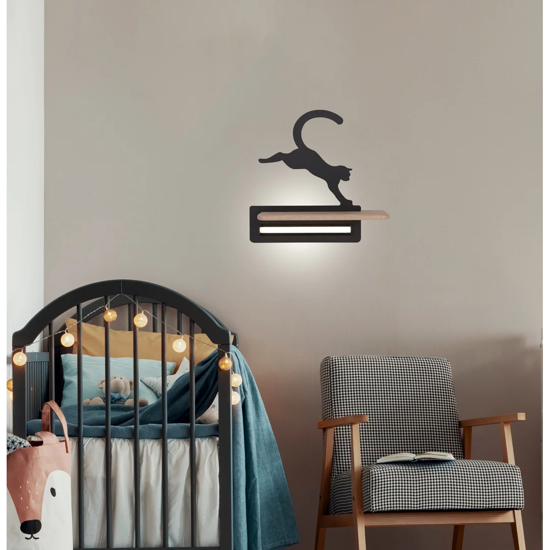 LAMPA CAT KINKIET ŚCIENNY 5W LED IQ KIDS SKACZĄCY CZARNY — zdjęcie 5
