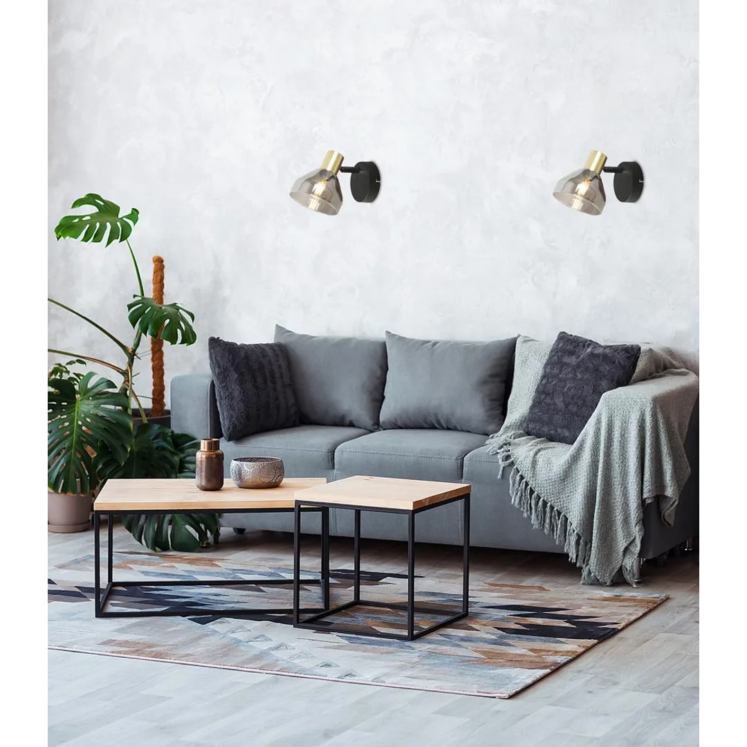 LAMPA GREGORY KINKIET CZARNY BRĄZ 1X40W E14 KLOSZ DYMIONY — zdjęcie 10