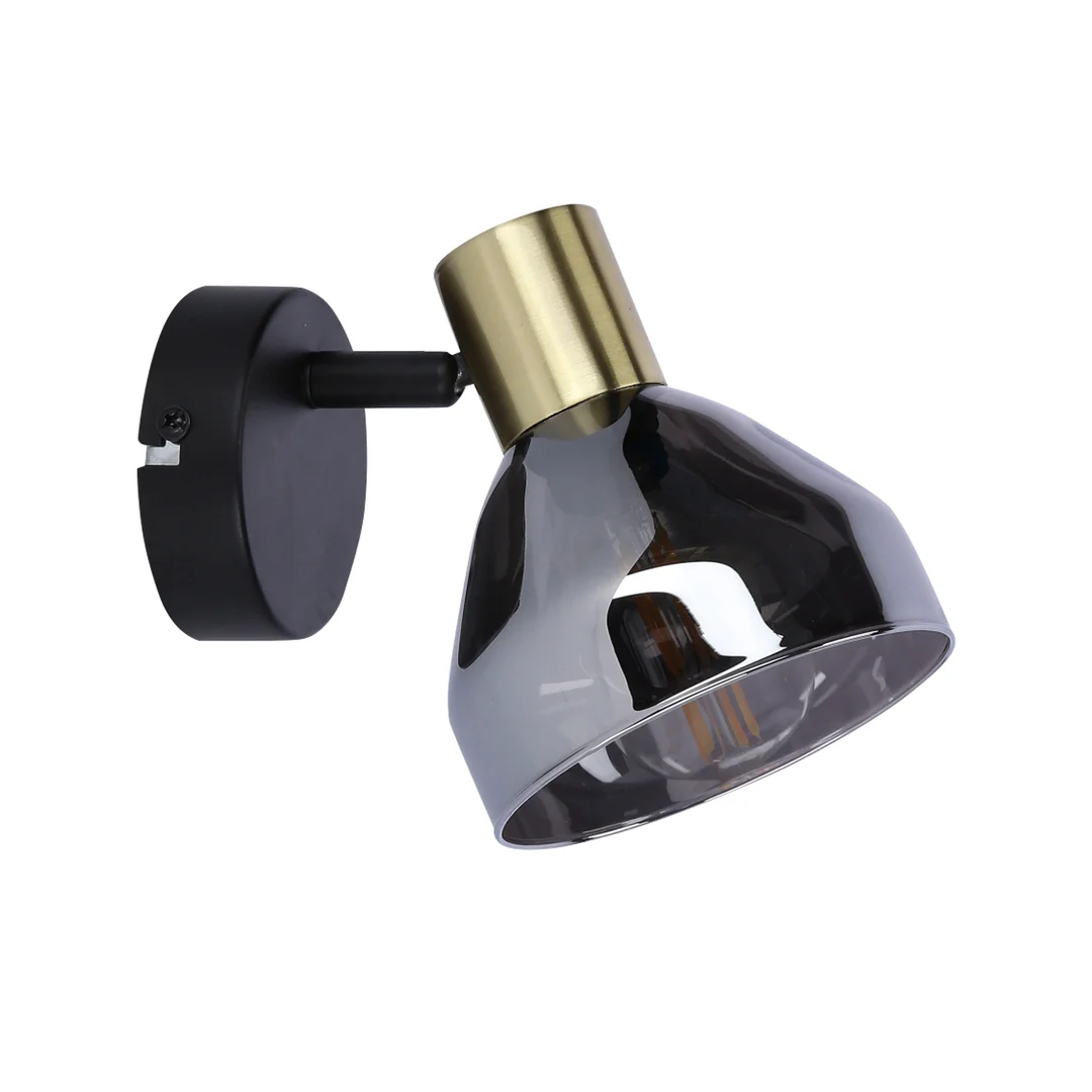 LAMPA GREGORY KINKIET CZARNY BRĄZ 1X40W E14 KLOSZ DYMIONY — zdjęcie 5