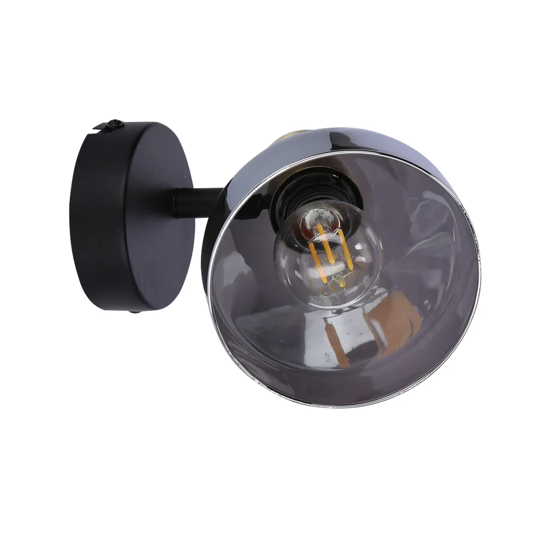 LAMPA GREGORY KINKIET CZARNY BRĄZ 1X40W E14 KLOSZ DYMIONY — zdjęcie 6
