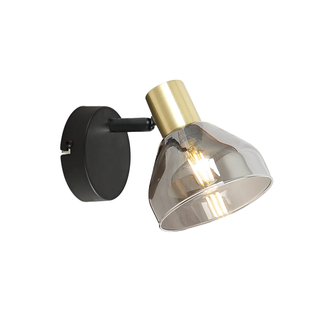 LAMPA GREGORY KINKIET CZARNY BRĄZ 1X40W E14 KLOSZ DYMIONY — zdjęcie 9