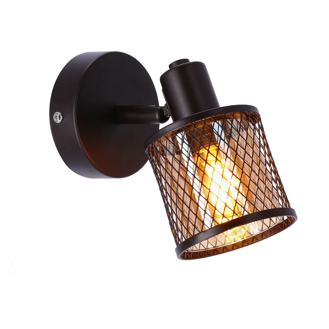 LAMPA KINKIET CANABERA KAWOWE ZŁOTO 1X40W E14 KLOSZ BURSZTYNOWY — zdjęcie 5