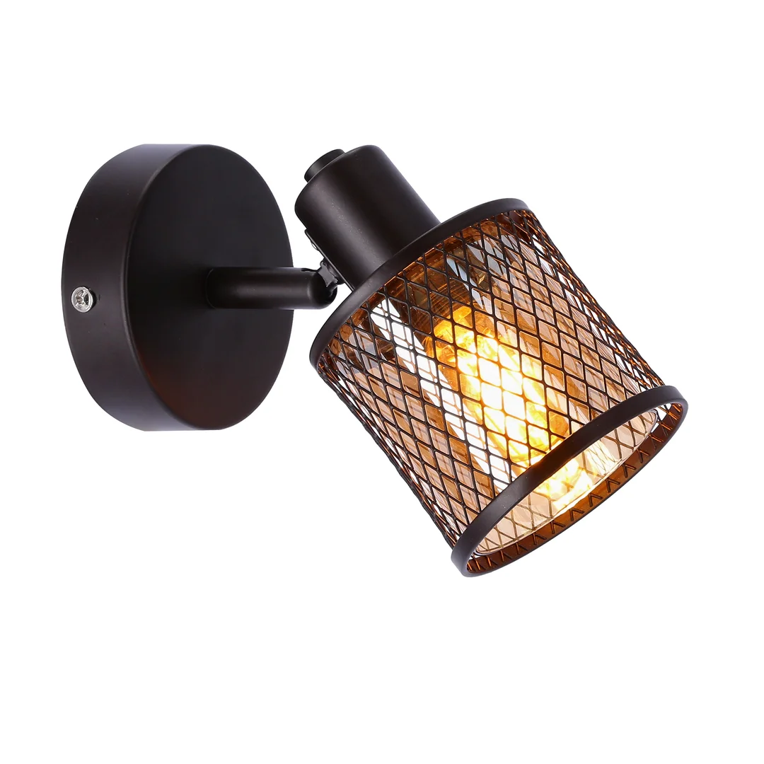 LAMPA KINKIET CANABERA KAWOWE ZŁOTO 1X40W E14 KLOSZ BURSZTYNOWY — zdjęcie 6