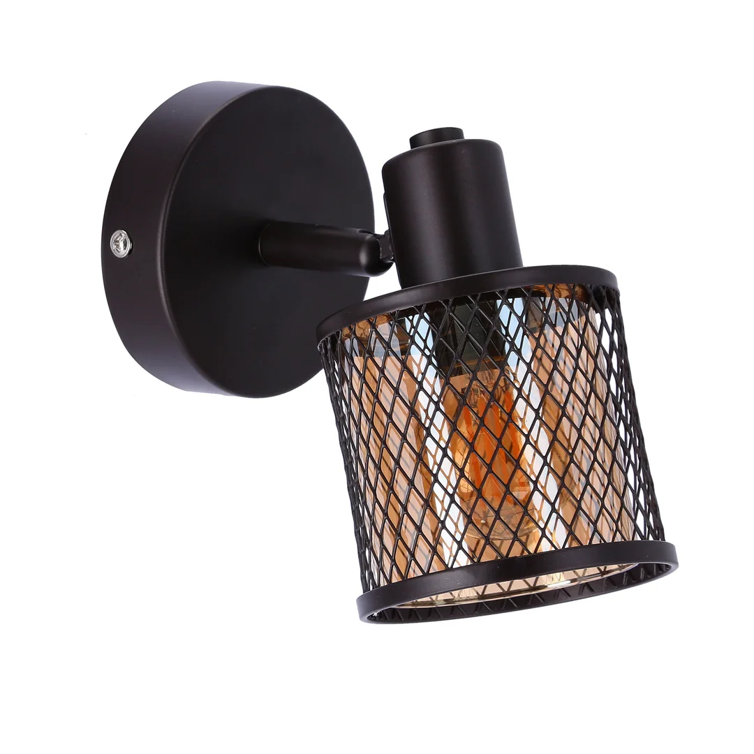 LAMPA KINKIET CANABERA KAWOWE ZŁOTO 1X40W E14 KLOSZ BURSZTYNOWY — zdjęcie 8