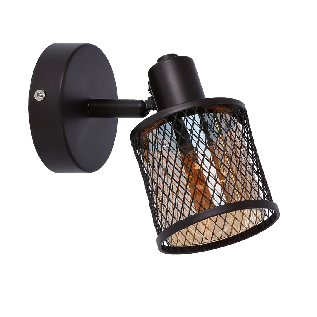 LAMPA KINKIET CANABERA KAWOWE ZŁOTO 1X40W E14 KLOSZ BURSZTYNOWY — zdjęcie 9