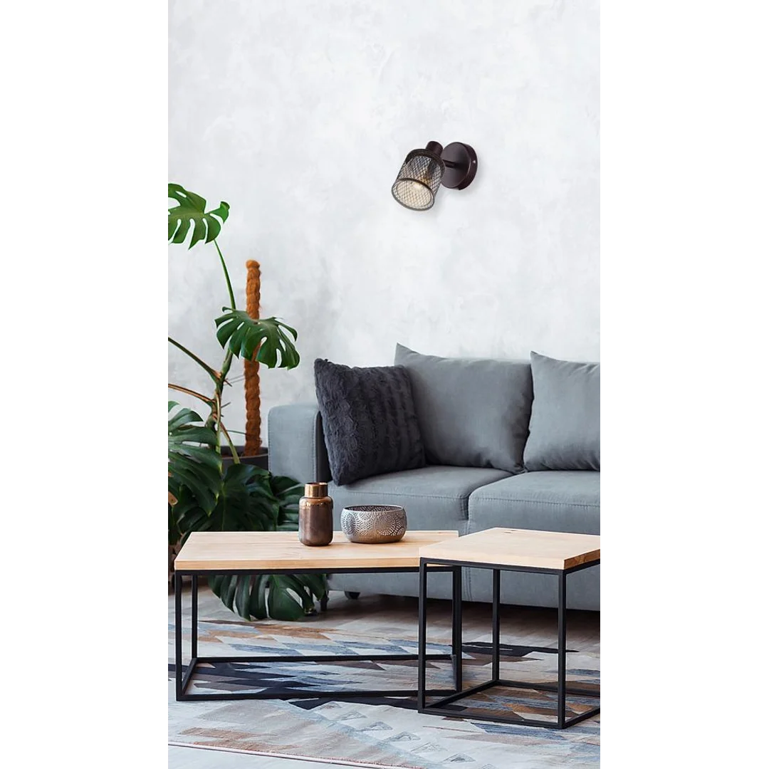 LAMPA KINKIET CANABERA KAWOWE ZŁOTO 1X40W E14 KLOSZ BURSZTYNOWY — zdjęcie 10