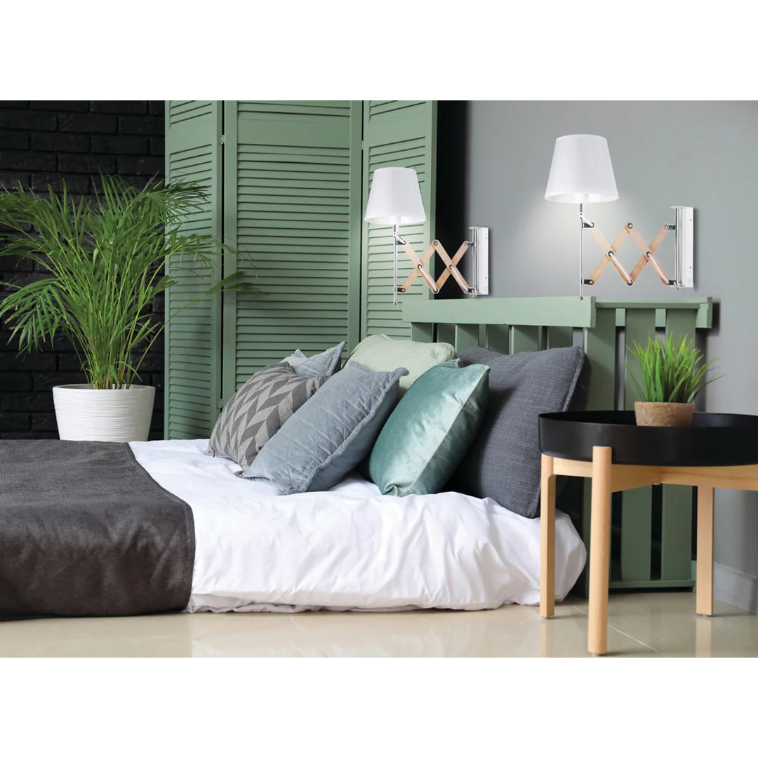 Lampa kinkiet Mito chrom 1X40W E27 abażur biały — zdjęcie 20
