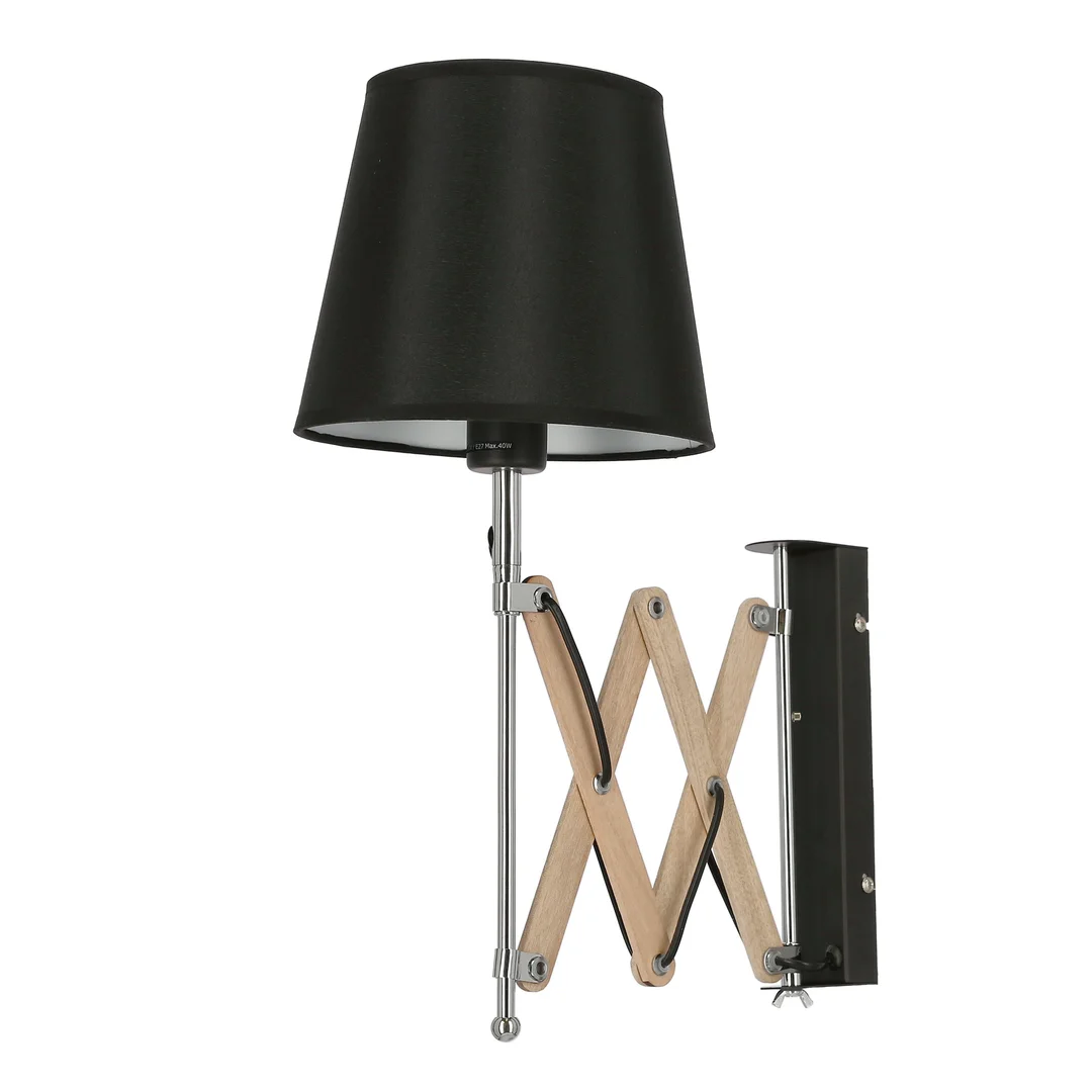 Lampa Kinkiet Mito chrom 1X40W E27 abażur czarny — zdjęcie 16