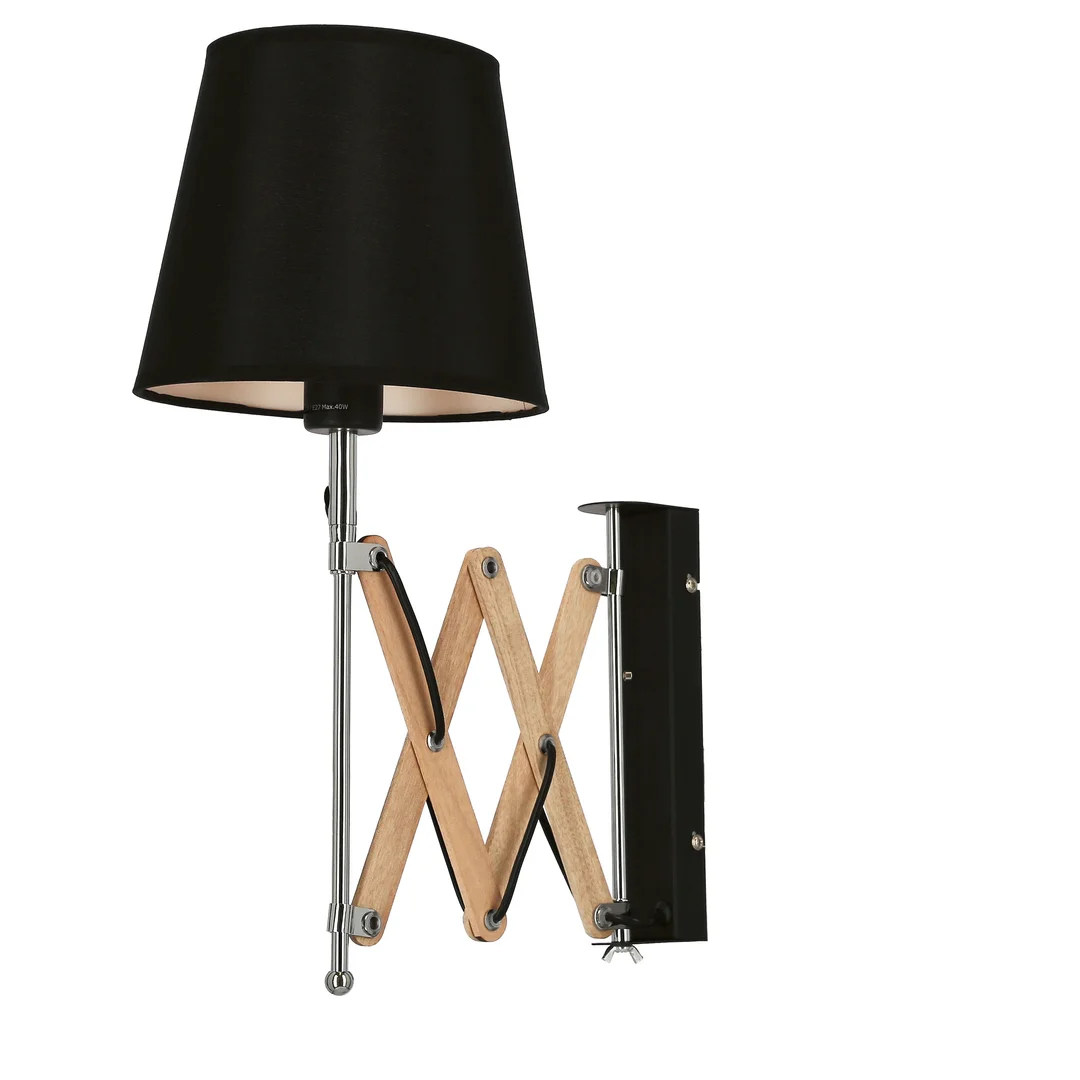 Lampa Kinkiet Mito chrom 1X40W E27 abażur czarny — zdjęcie 17
