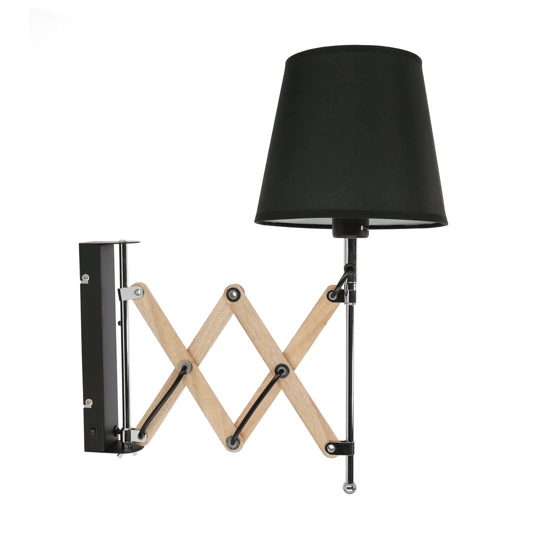 Lampa Kinkiet Mito chrom 1X40W E27 abażur czarny — zdjęcie 3