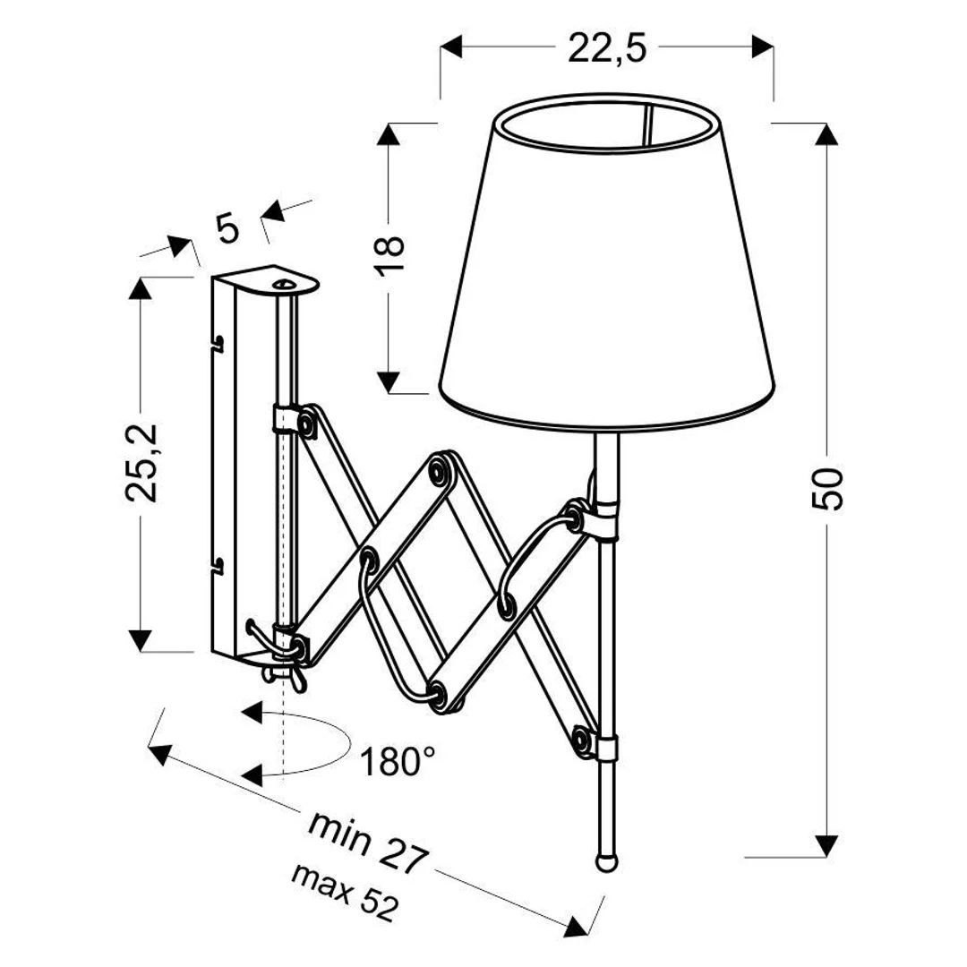 Lampa Kinkiet Mito chrom 1X40W E27 abażur czarny — zdjęcie 21