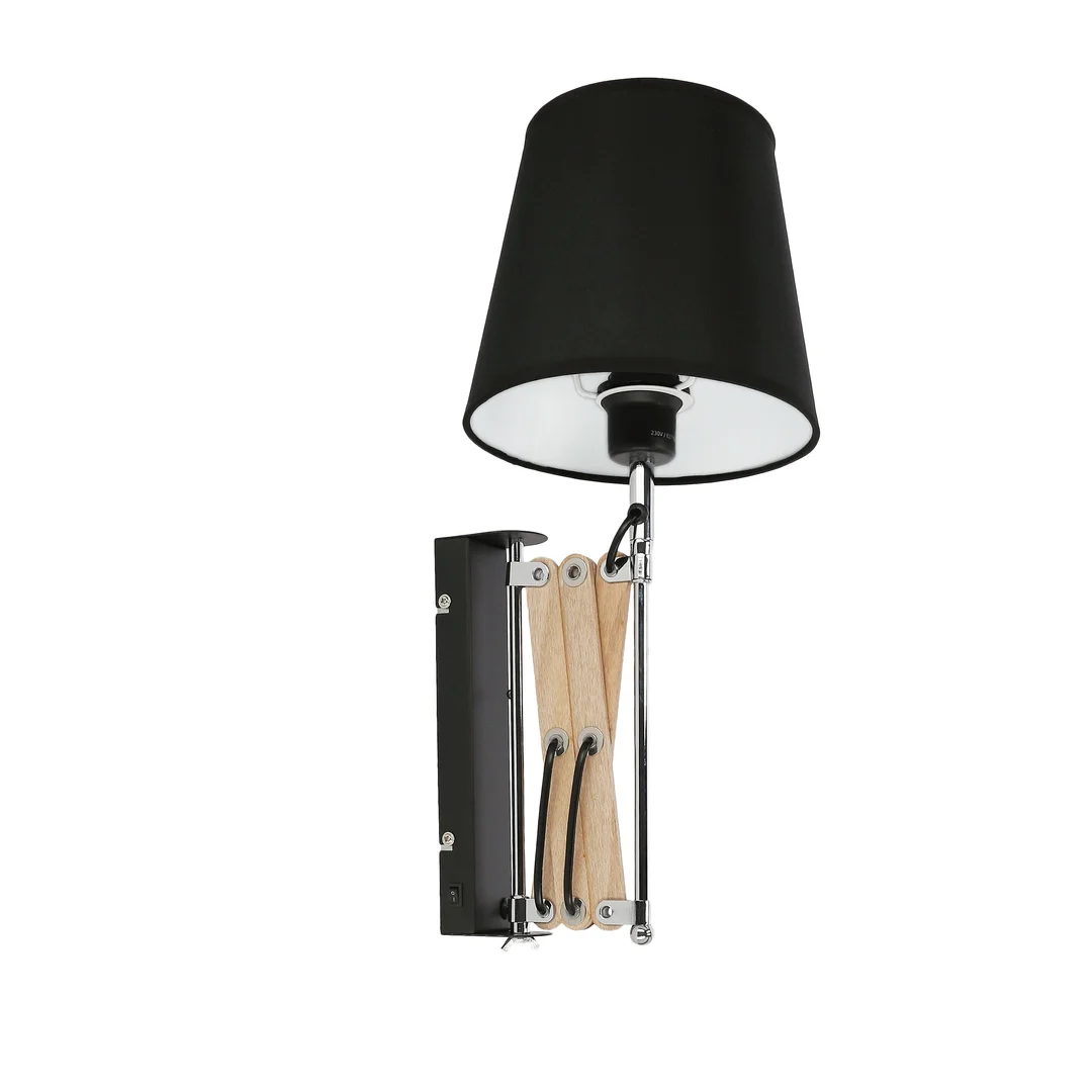 Lampa Kinkiet Mito chrom 1X40W E27 abażur czarny — zdjęcie 4