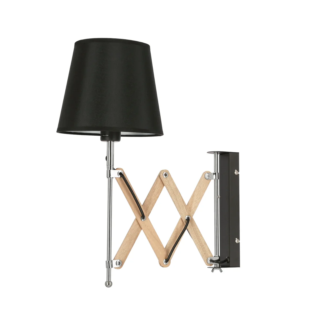 Lampa Kinkiet Mito chrom 1X40W E27 abażur czarny — zdjęcie 7