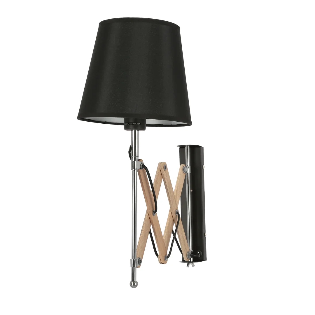 Lampa Kinkiet Mito chrom 1X40W E27 abażur czarny — zdjęcie 8