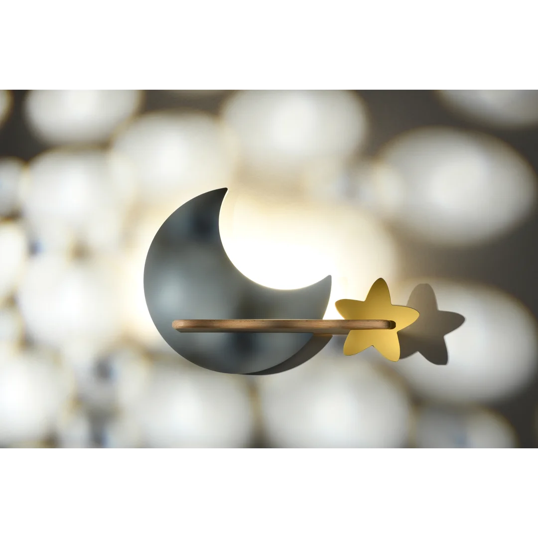 LAMPA MOON KINKIET ŚCIENNY 5W LED IQ KIDS SZARY+ZŁOTY — zdjęcie 4