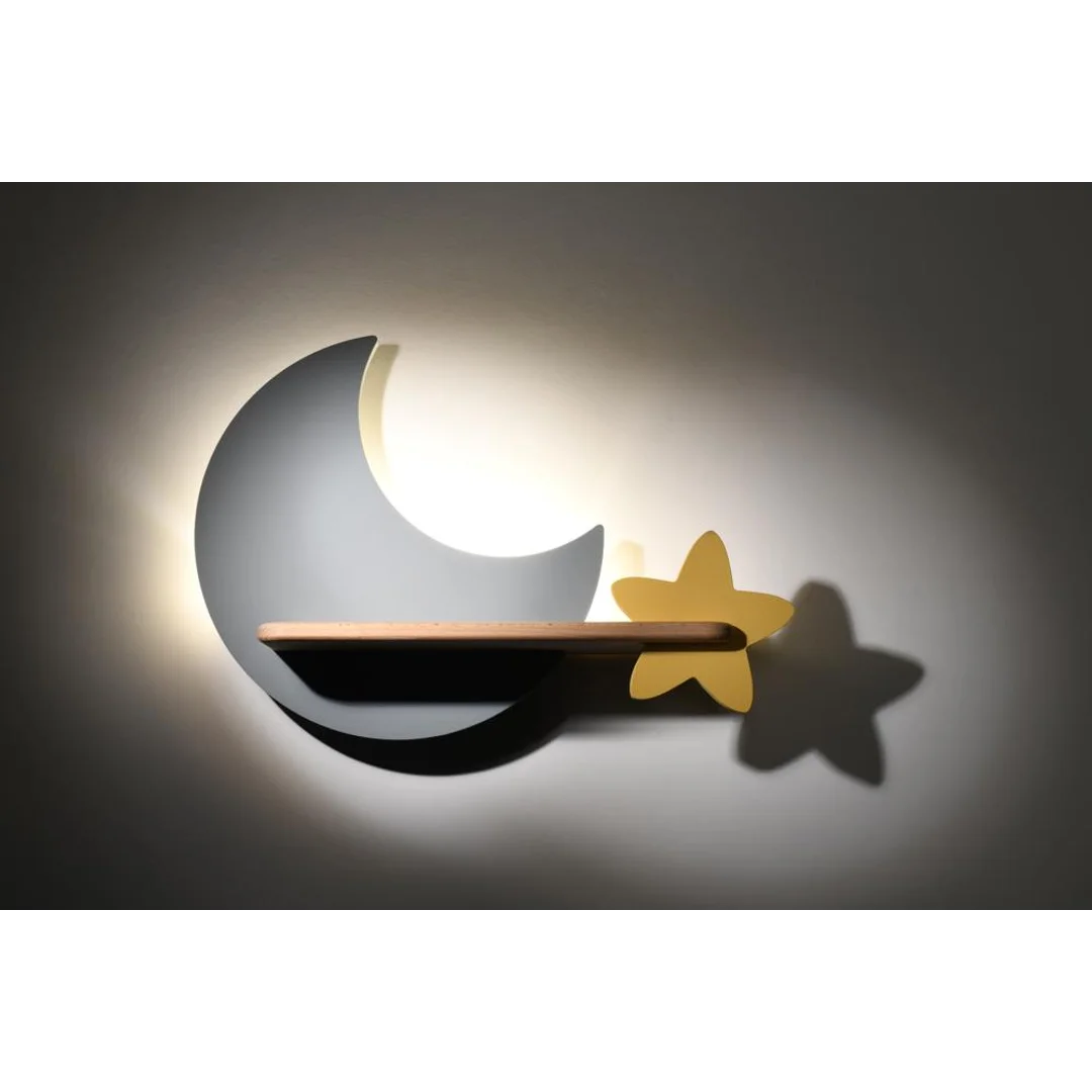 LAMPA MOON KINKIET ŚCIENNY 5W LED IQ KIDS SZARY+ZŁOTY — zdjęcie 7