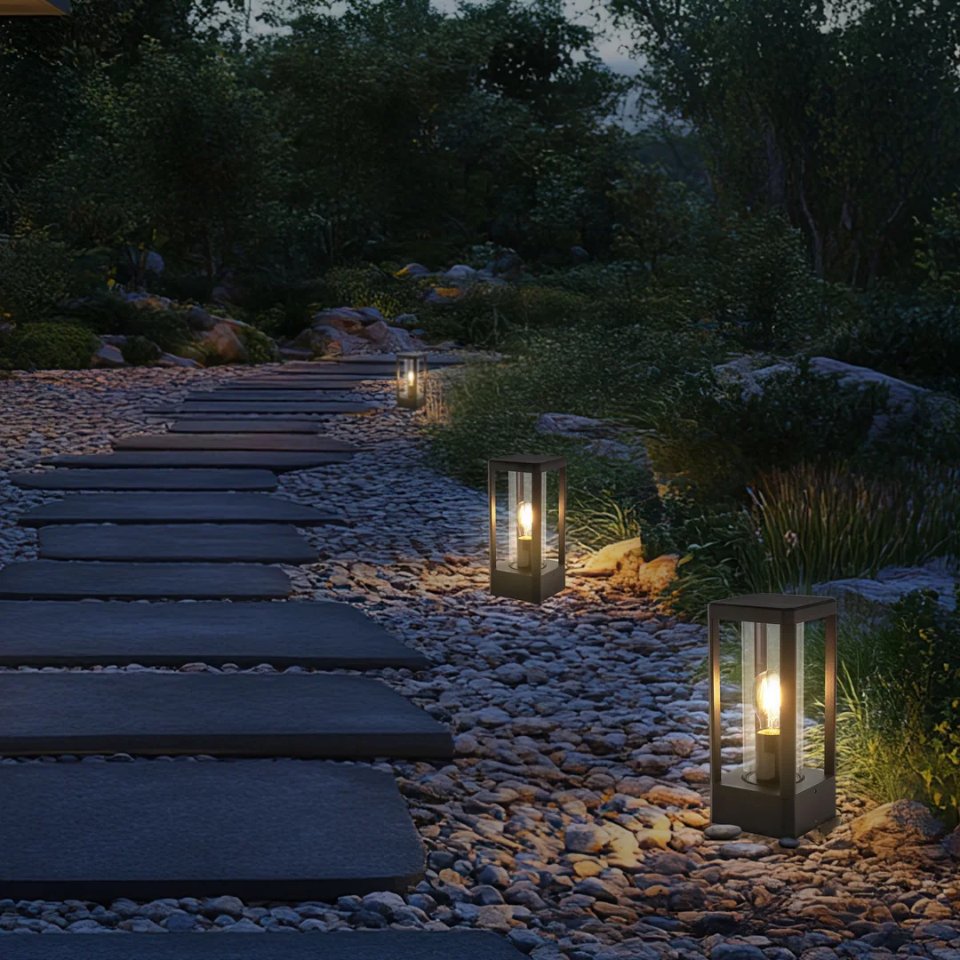 Lampa ogrodowa CISSUS – czarna metalowa lampa stojąca E27 IP54 - nowoczesne oświetlenie zewnętrzne — zdjęcie 2
