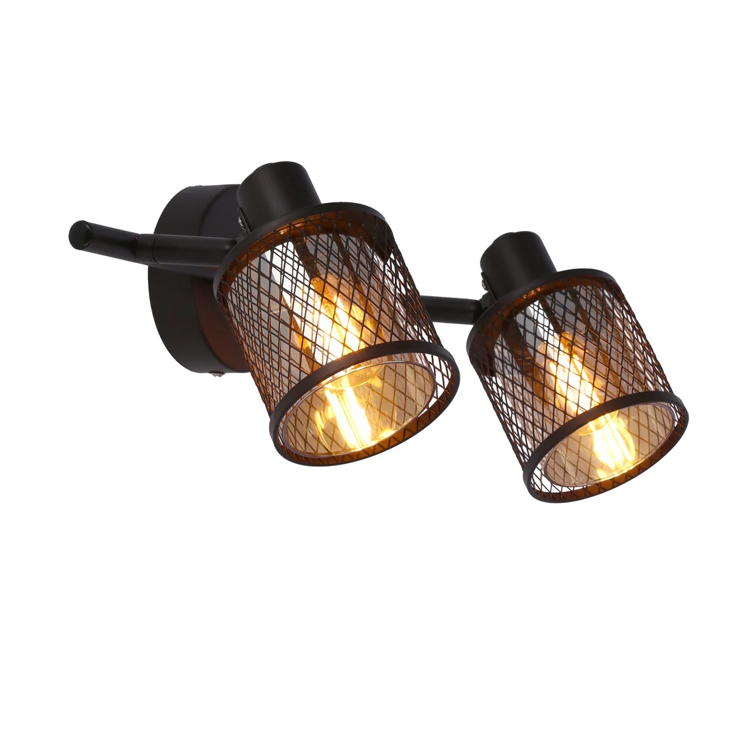 LAMPA SUFITOWA CANABERA KAWOWE ZŁOTO 2X40W E14 KLOSZ BURSZTYNOWY — zdjęcie 11