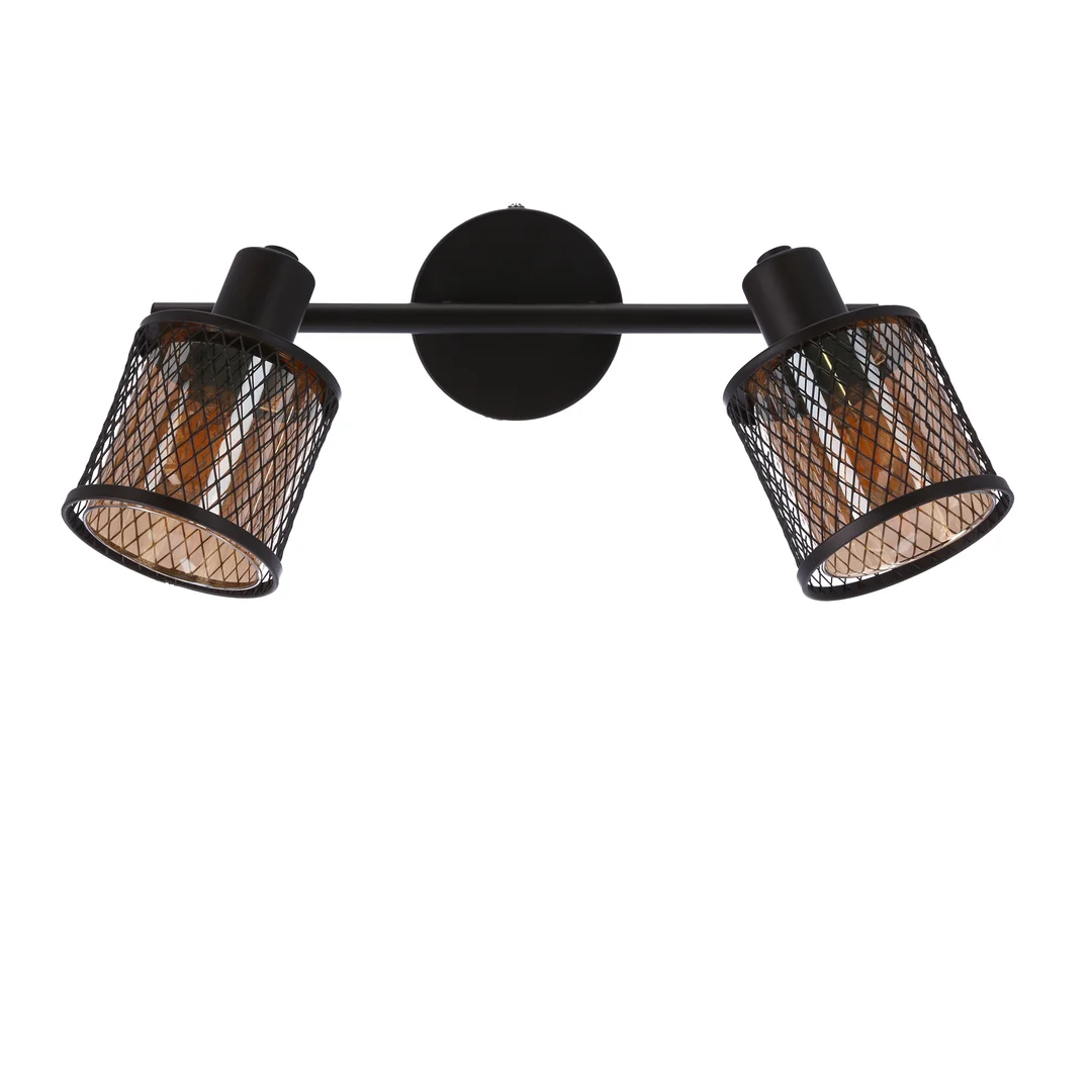 LAMPA SUFITOWA CANABERA KAWOWE ZŁOTO 2X40W E14 KLOSZ BURSZTYNOWY — zdjęcie 12