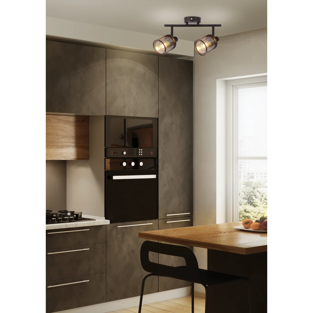 LAMPA SUFITOWA CANABERA KAWOWE ZŁOTO 2X40W E14 KLOSZ BURSZTYNOWY — zdjęcie 3