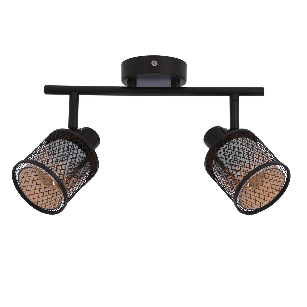 LAMPA SUFITOWA CANABERA KAWOWE ZŁOTO 2X40W E14 KLOSZ BURSZTYNOWY — zdjęcie 4