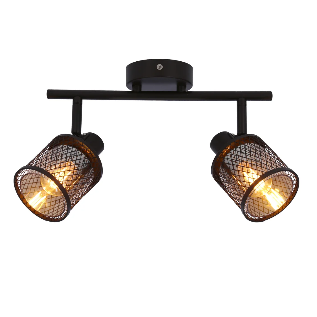 LAMPA SUFITOWA CANABERA KAWOWE ZŁOTO 2X40W E14 KLOSZ BURSZTYNOWY — zdjęcie 5