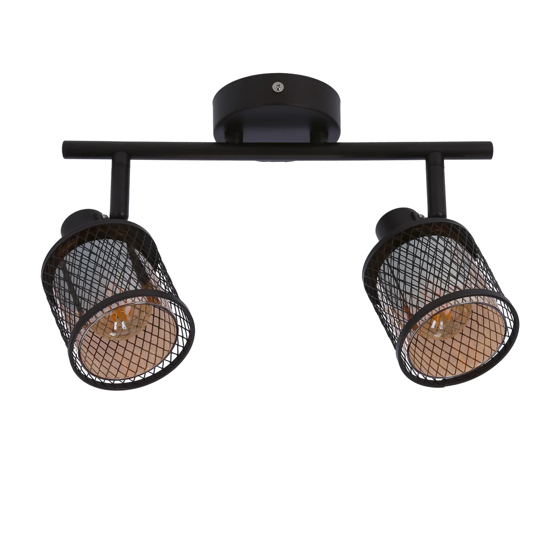 LAMPA SUFITOWA CANABERA KAWOWE ZŁOTO 2X40W E14 KLOSZ BURSZTYNOWY — zdjęcie 6