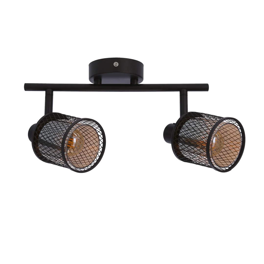 LAMPA SUFITOWA CANABERA KAWOWE ZŁOTO 2X40W E14 KLOSZ BURSZTYNOWY — zdjęcie 7