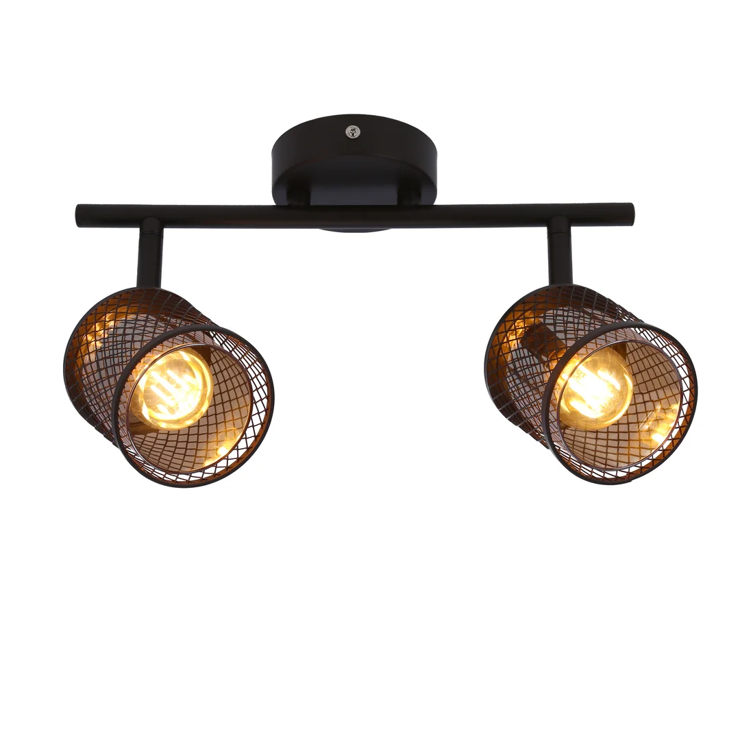 LAMPA SUFITOWA CANABERA KAWOWE ZŁOTO 2X40W E14 KLOSZ BURSZTYNOWY — zdjęcie 8