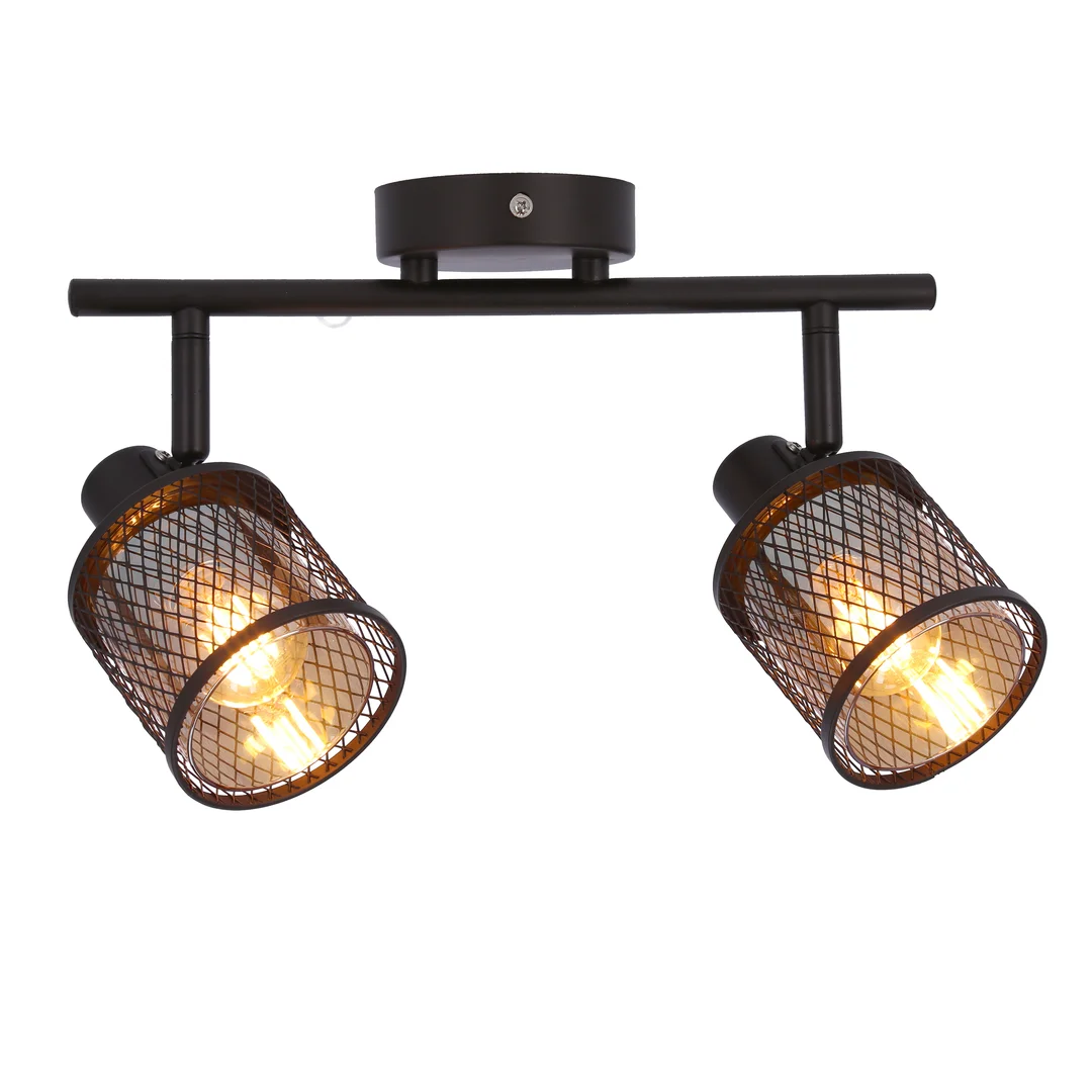 LAMPA SUFITOWA CANABERA KAWOWE ZŁOTO 2X40W E14 KLOSZ BURSZTYNOWY — zdjęcie 9