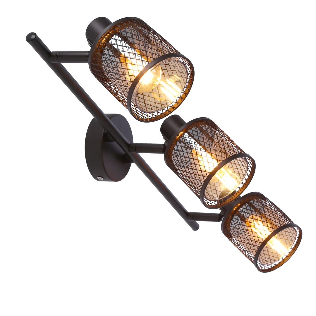 LAMPA SUFITOWA CANABERA KAWOWE ZŁOTO 3X40W E14 KLOSZ BURSZTYNOWY — zdjęcie 5