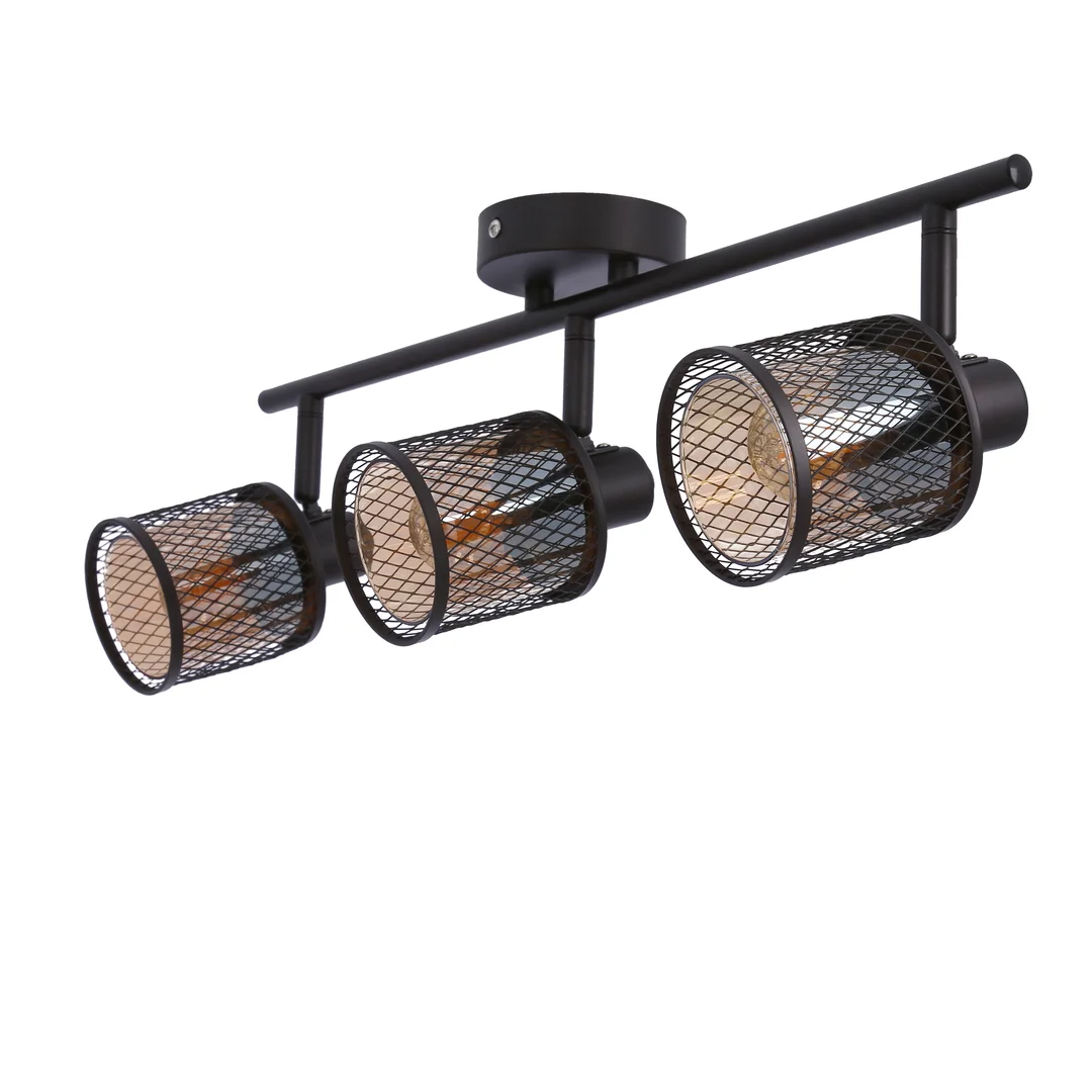 LAMPA SUFITOWA CANABERA KAWOWE ZŁOTO 3X40W E14 KLOSZ BURSZTYNOWY — zdjęcie 6