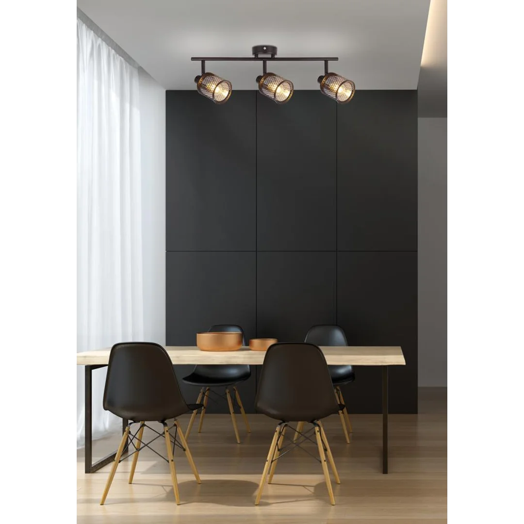 LAMPA SUFITOWA CANABERA KAWOWE ZŁOTO 3X40W E14 KLOSZ BURSZTYNOWY — zdjęcie 8