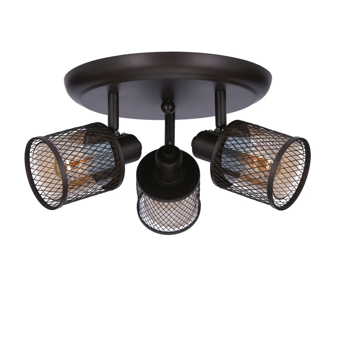 LAMPA SUFITOWA CANABERA PLAFON KAWOWE ZŁOTO 3X40W E14 KLOSZ BURSZTYNOWY — zdjęcie 3