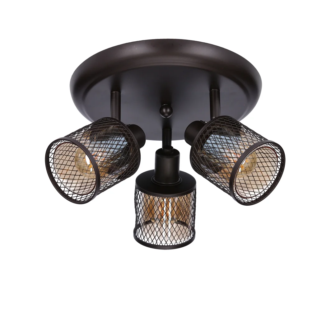 LAMPA SUFITOWA CANABERA PLAFON KAWOWE ZŁOTO 3X40W E14 KLOSZ BURSZTYNOWY — zdjęcie 4