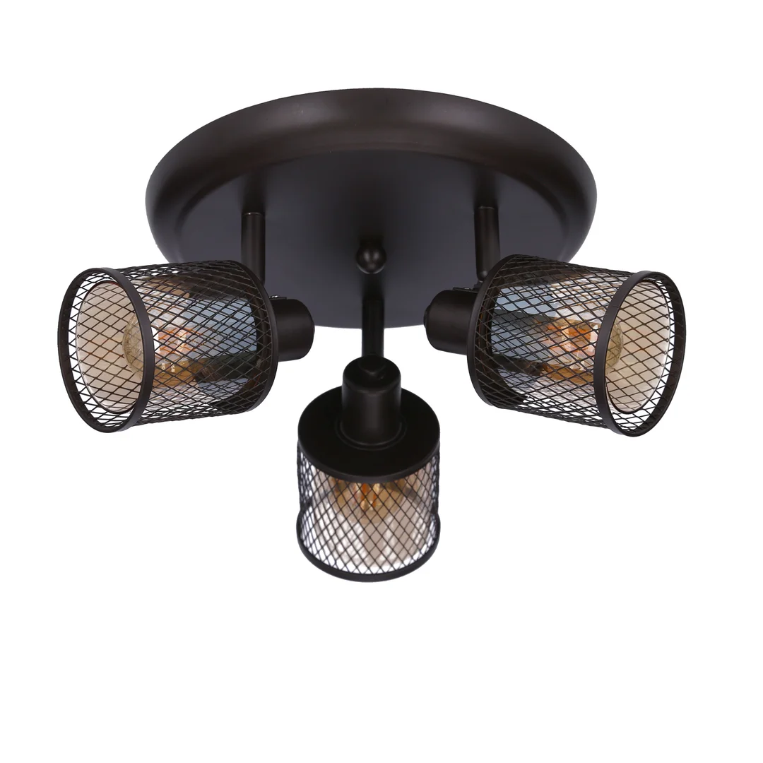 LAMPA SUFITOWA CANABERA PLAFON KAWOWE ZŁOTO 3X40W E14 KLOSZ BURSZTYNOWY — zdjęcie 5