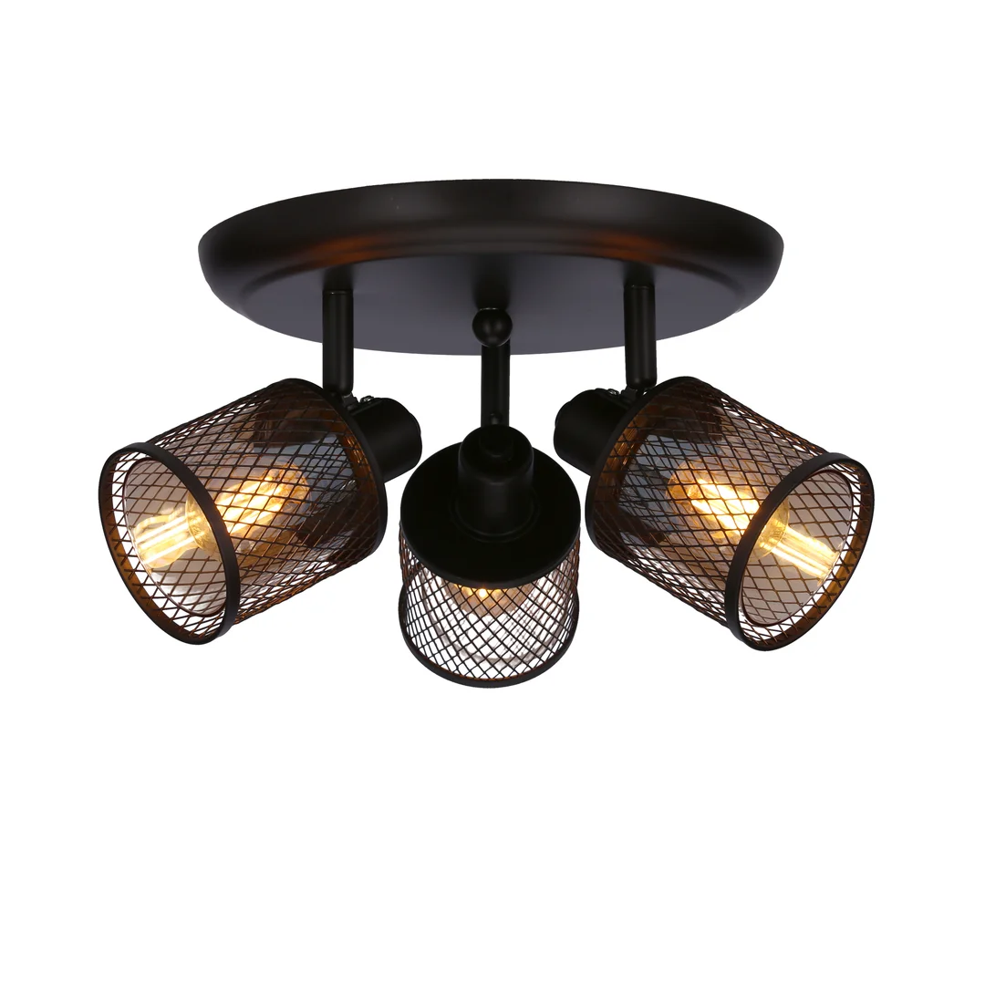 LAMPA SUFITOWA CANABERA PLAFON KAWOWE ZŁOTO 3X40W E14 KLOSZ BURSZTYNOWY — zdjęcie 7