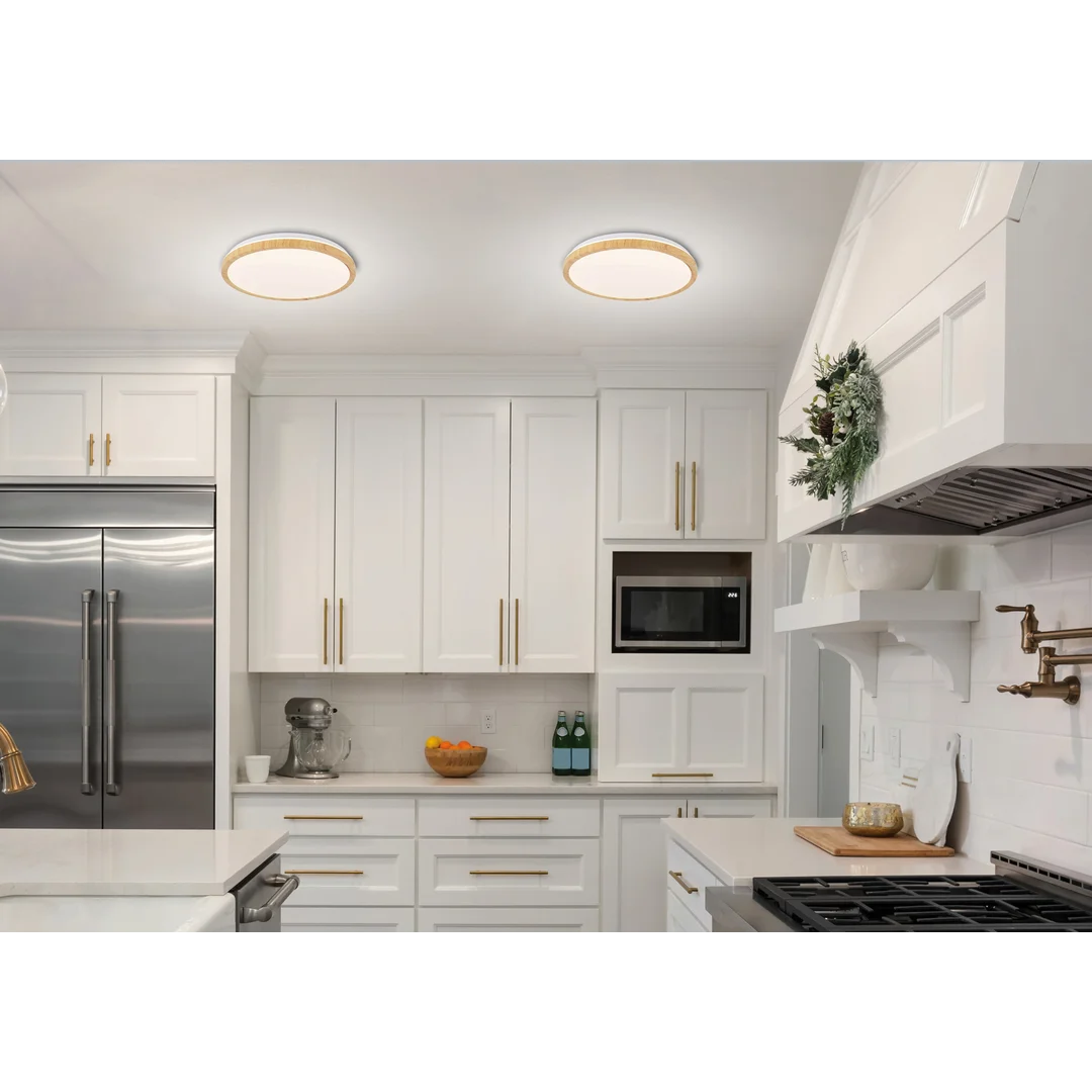LAMPA SUFITOWA GANDAVA PLAFON 18W LED BIAŁO DREWNIANY 4000K — zdjęcie 3