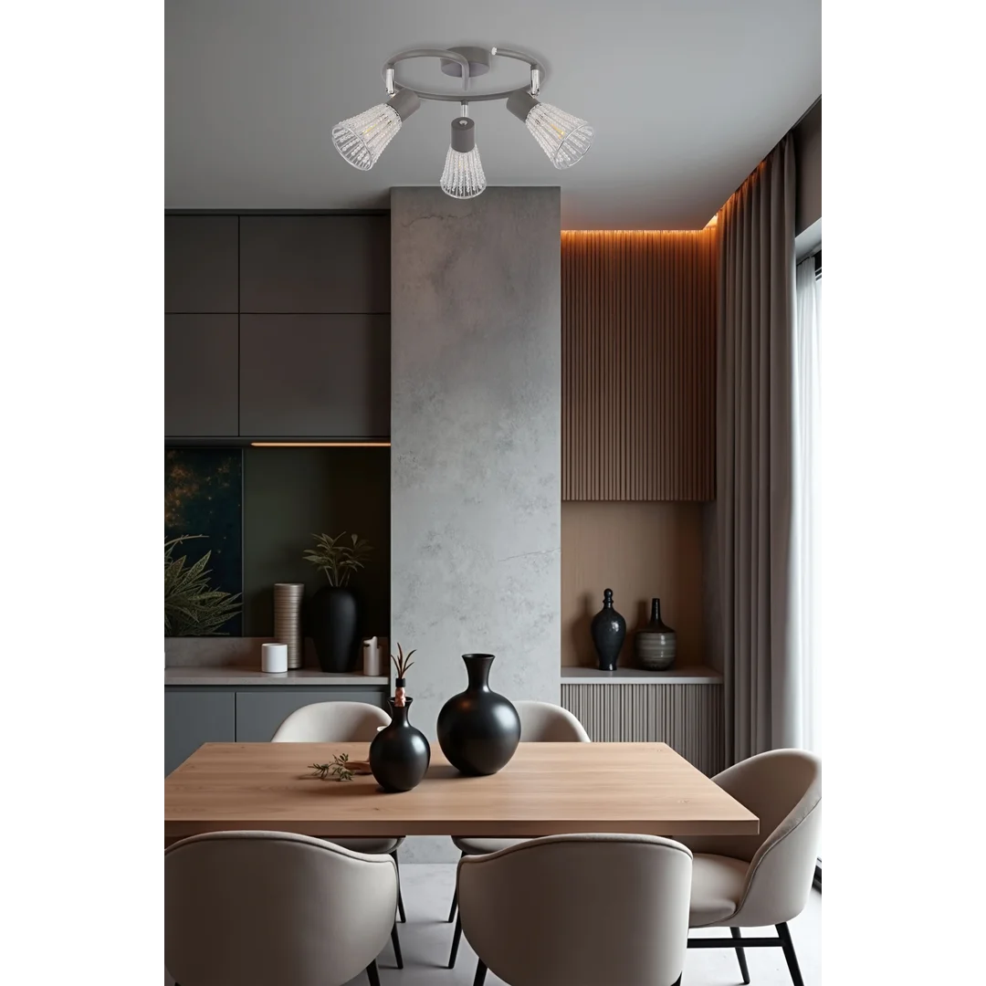 Lampa sufitowa spirala CURTIS szara 3x40W E14 nowoczesna oprawa oświetleniowa do salonu sypialni przedpokoju — zdjęcie 2