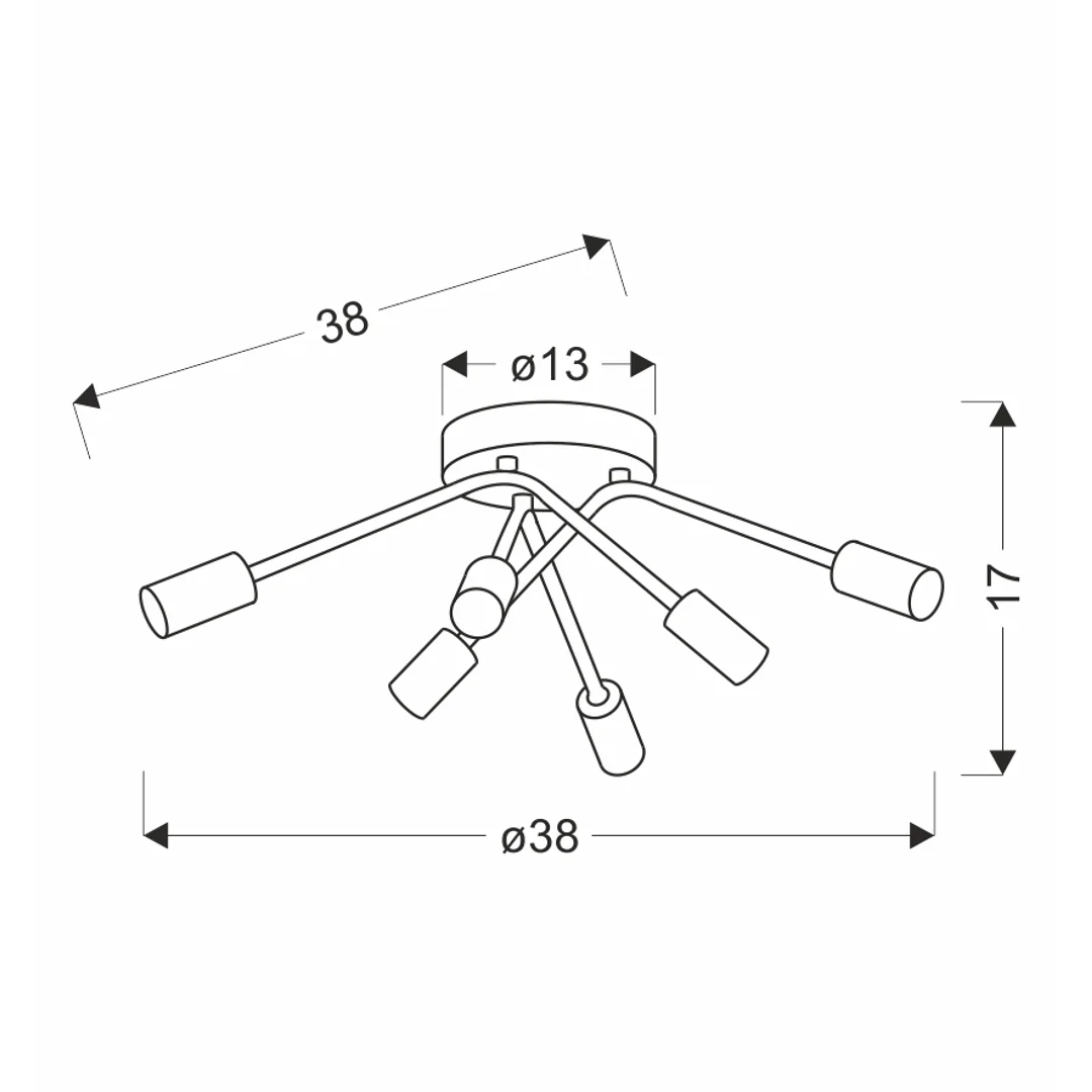 LAMPA SUFITOWA TIARA 6X40W E14 CZARNY — zdjęcie 2