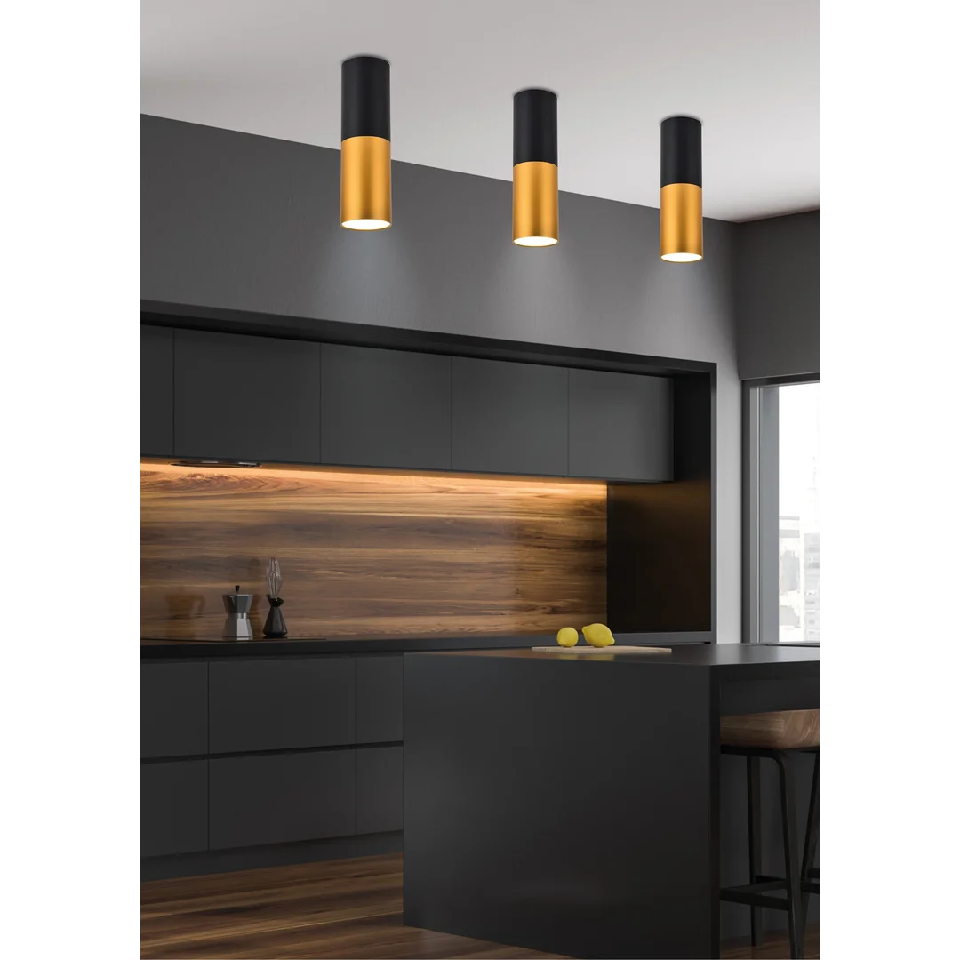 LAMPA SUFITOWA TUBA 1X15W GU10 5,8/12 CZARNO ZŁOTA — zdjęcie 2