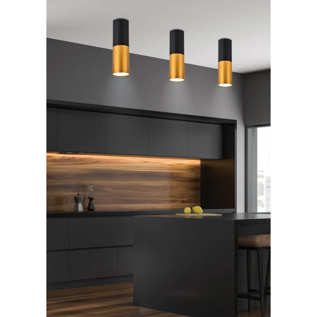 LAMPA SUFITOWA TUBA 1X15W GU10 5,8/12 CZARNO ZŁOTA — zdjęcie 4
