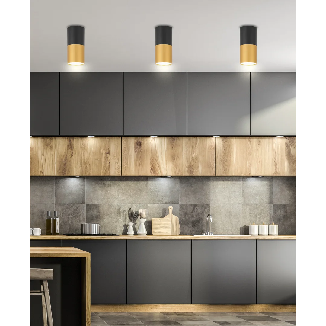LAMPA SUFITOWA TUBA 1X15W GU10 5,8/12 CZARNO ZŁOTA — zdjęcie 6