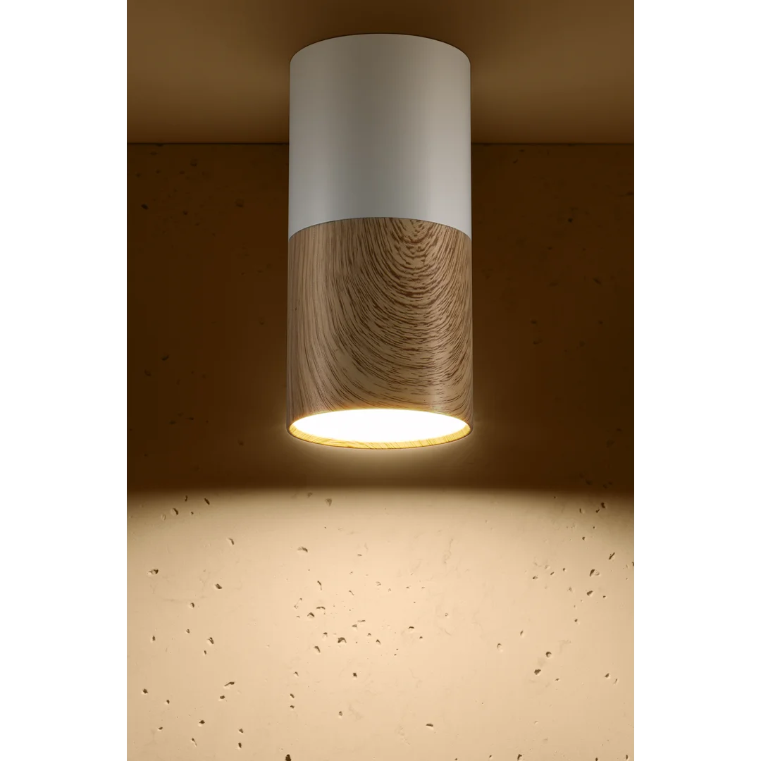LAMPA SUFITOWA TUBA 1X50W GU10 DREWNIANY+BIAŁY ŚR. 5,8 CM — zdjęcie 4