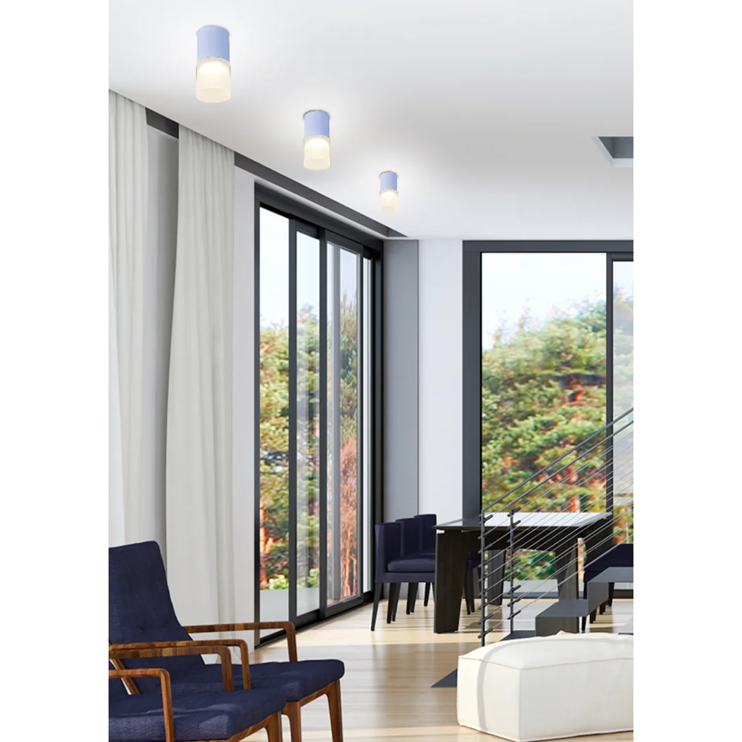 LAMPA SUFITOWA TUBA 1X50W GU10 MROŻONY+SZARY ŚR. 6,4 CM — zdjęcie 2