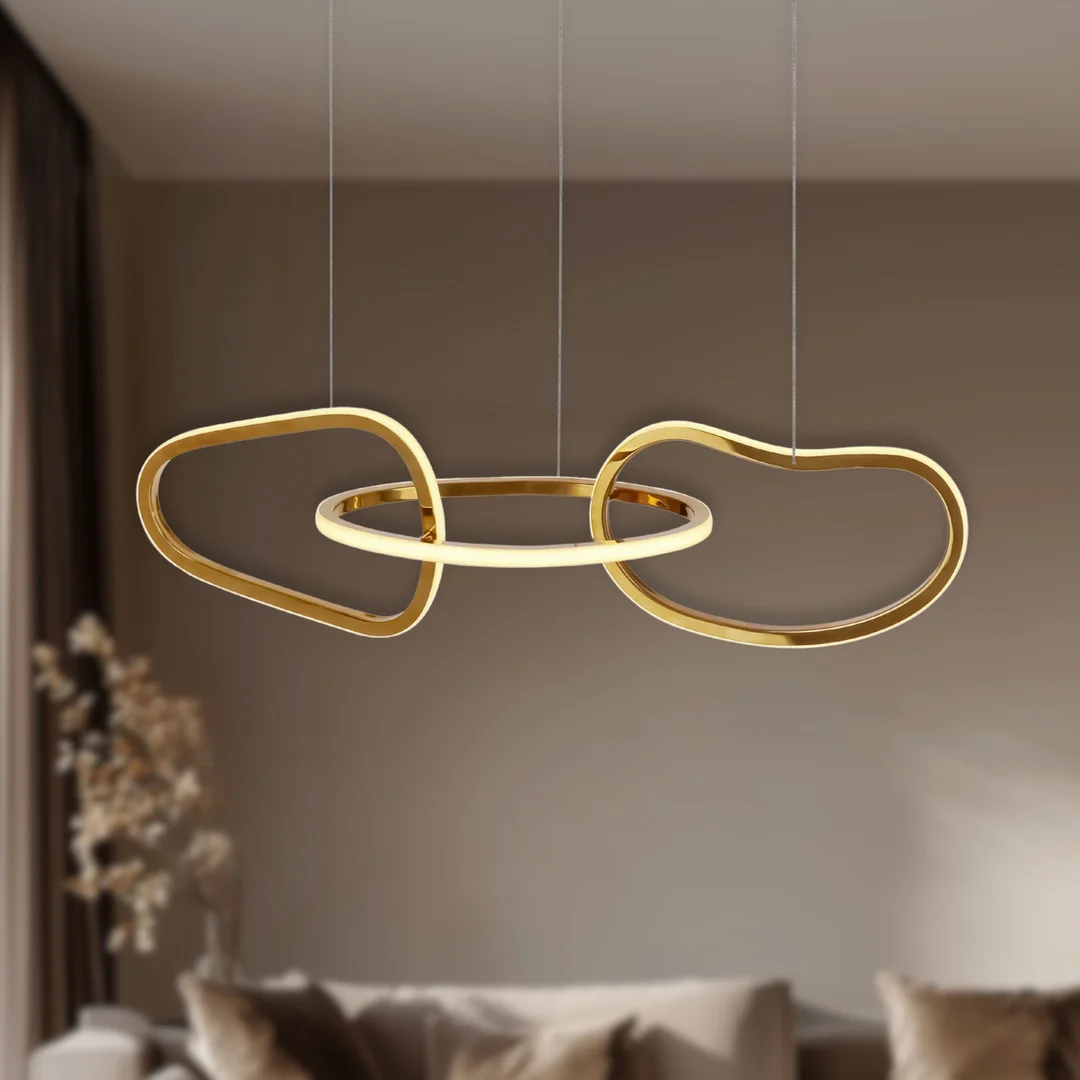 Lampa wisząca ANNELI elegancka – złota nieregularna forma 125 cm – designerska lampa salonu i jadalni LED 3000K — zdjęcie 2