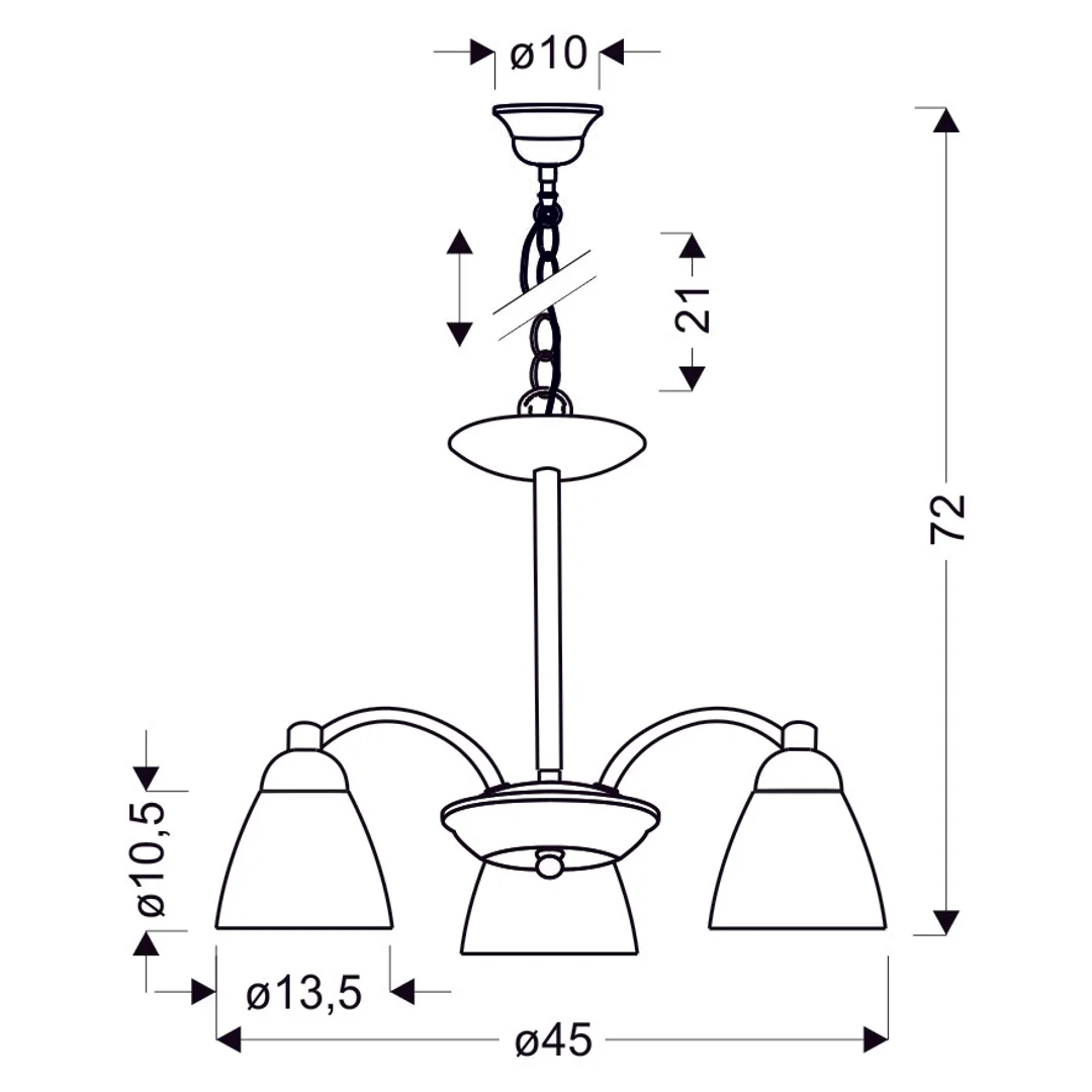 Lampa wisząca CAVALLO srebrna 3x60W E27 klasyczna oprawa sufitowa do salonu jadalni sypialni — zdjęcie 3