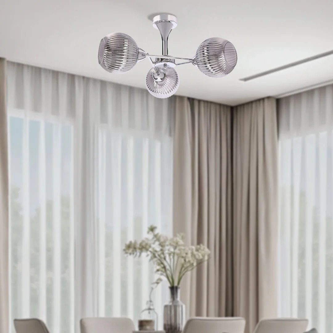 Lampa wisząca CESAR srebrna 3x40W E27 nowoczesna elegancja do salonu jadalni sypialni — zdjęcie 2